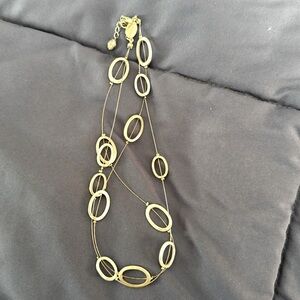 White House Black Market silver tone oval necklace